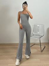 1pc Women Gray Sexy Backless Spaghetti Strap Skinny Jumpsuit, Summer